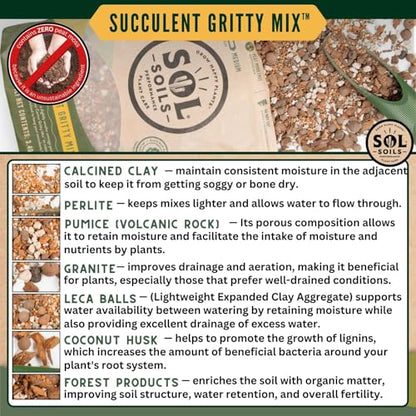 Succulent Gritty Mix 7 Gallon Box - Fast Draining Peat Moss Free Succulent Soil Potting Mix with Coconut Husk Chips, Perlite & Pumice - size: 7 Gallon