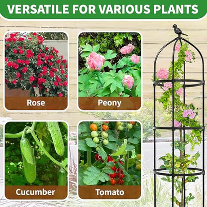 6.7FT Garden Obelisk Trellis for Climbing Plants,81”Metal Plant Support Tower,Heavy Duty Thickened Tube,Rustproof Black Vine & Flower Stand for Outdoor Indoor Use - size: 15“x81”-1 PC