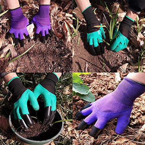 DCCPAA Garden Gloves with Claws,Claw Gardening Gloves for Digging,Planting, Weeding, Seeding-Waterproof for Men and Women - color: 2 Purple
