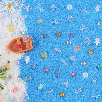 400pcs Mini Ocean Resin Animals, Luminous Tiny Sea Animal Variety Figurines to Hide Miniature Plastic, Marine Animals Miniatures for Aquarium Decor DIY Fairy Garden Fish Tank Micro Landscaping