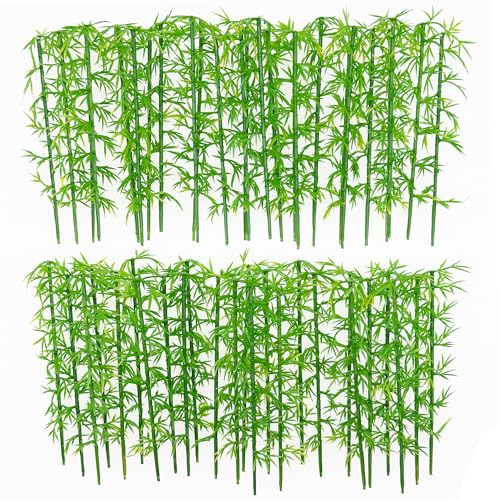 Woohome Model Miniature Bamboo Trees, Green Plastic Bamboo Trees for Building Model, Home Miniature Landscape Landform Diorama Project, 50 PCS, 3.94’’ - color: 50PCS 10CM