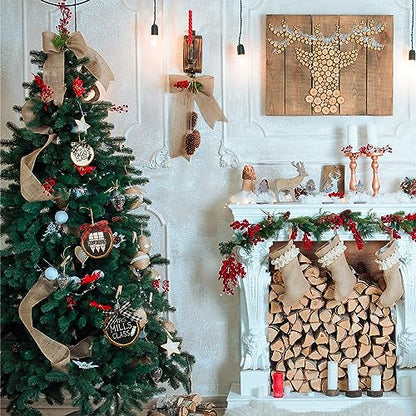 SENMUT Unfinished Wood Slices 30pcs 2.8"-3.0" Wood Circles for Crafts, Predrilled Natural Wood Rounds, Wooden Discs Perfect for DIY, Artistic Creations & Christmas Wood Ornaments for Crafts - size: 30PCS(2.8"-3.0"）with Hole