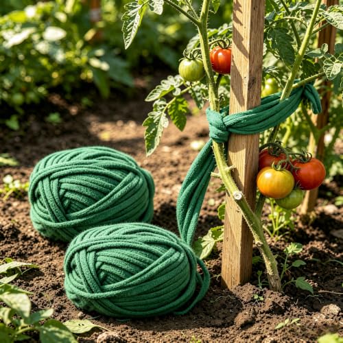2 Pack Stretch Soft Garden Plant Ties for Indoor & Outdoor Plants, Garden Twine, Gardening Tape, Tree Support, Stretchy Trap for Trees,Flowers,Green Soft Ties for All Plants All Gardeners