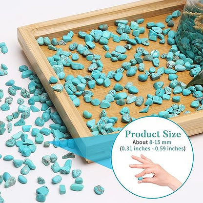 QICQDRAM Polished Gem Stones Rocks Howlite Turquoise Crystals Natural 1LB | Small Tumbled Stones Crystal Chips Bulk for Healing Crystals Fish Tank Gravel Vase Filler (405g/14.28oz) - color: Turquoise, size: 1LB