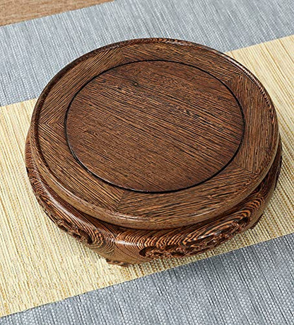 Natural Grain Round Riser Rosewood Plant Decor Base - size: A1-4.9'' inside diameter