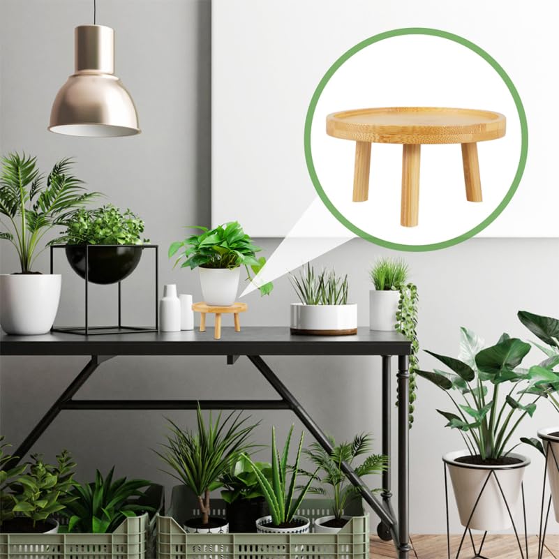 balacoo Solid Wood Plant Stand 2 Pack 5.11 inch Flower Pot Stand and Plant Riser for Indoor Use Wooden Holder for Living Room Balcony Desk Window Sill Natural Finish