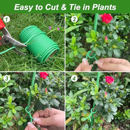 Shintop Plant Ties, 65.6ft 3.5mm Soft Garden Wire for Climbing Plants | Garden Ties, Flexible Plastic Coated Wire, Strong Wire Core, Easy to Bend and Wrap, For Plant Training and Garden Support - size: 65.6ft