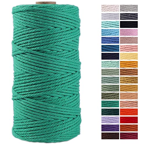 Green Macrame Cord 3mm x 109Yards,Colored Cotton Rope Craft Cord Colorful Cotton Cord Twine for Wall Hanging Plant Hangers Crafts Knitting Decorative Projects - color: Green, size: 3mm x 109yards