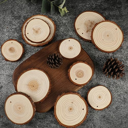 SENMUT Unfinished Wood Slices 30pcs 2.8"-3.0" Wood Circles for Crafts, Predrilled Natural Wood Rounds, Wooden Discs Perfect for DIY, Artistic Creations & Christmas Wood Ornaments for Crafts - size: 30PCS(2.8"-3.0"）with Hole