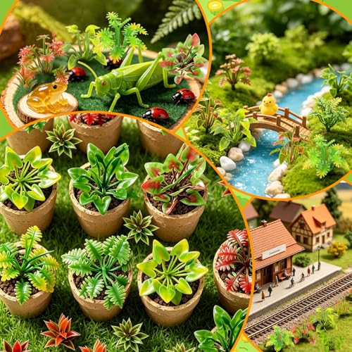 90 Pcs Miniature Plants Mini Fake Grass Shrubs Hobby Trains Accessories