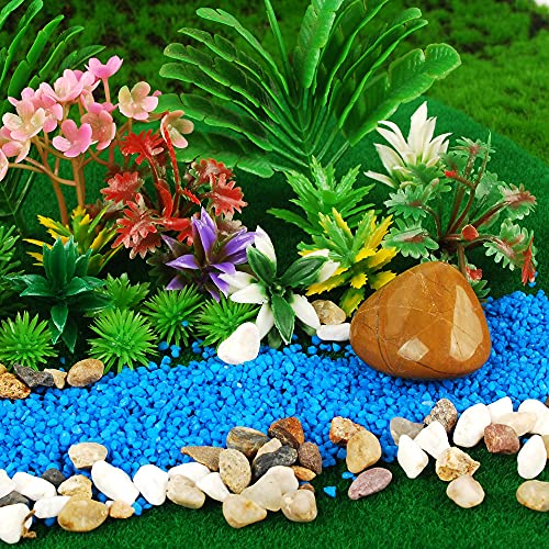 NWFashion 130PCS Model Trees Miniature Plants+Mixd Stone+Blue Sand Fairy Garden Trees Model Scenery(Tree+Sand) - style: Tree+Sand