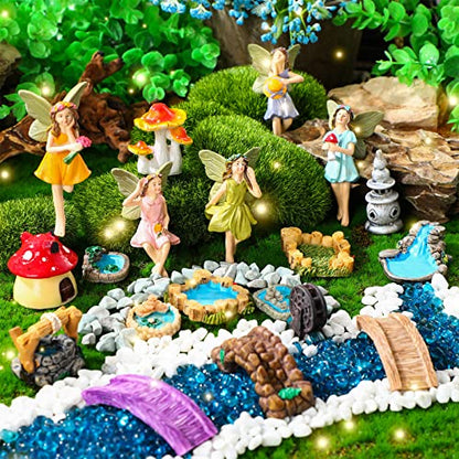 Unittype 19 Pcs Fairy Garden Accessories Outdoor Miniature Fairy Figurine - style: Fairy