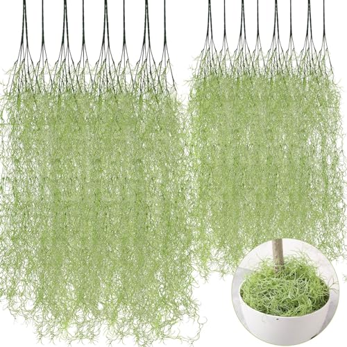 Cindeer 24 Pack Fake Spanish Moss Hanging, 43 Inch, 33 Inch, Green | Artificial Faux Halloween Hanging Greenery Bulk, Moss Garland, Potted Wall Living Room Indoor Outdoor Decor - color: Green, size: 43 Inch & 33 Inch