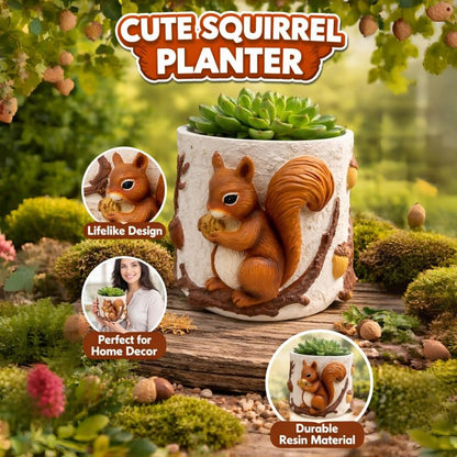 Cute Squirrel Succulent Planter with Drainage Hole, Unique Garden Plant Pots for Indoor/Outdoor Plants, Plant Gifts for Mother's Day, Birthday, Christmas