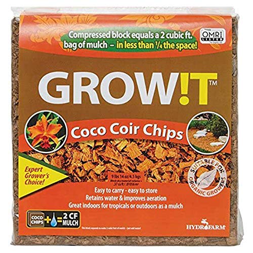 GROW!T JSCC2 - Organic Coco Coir Planting Chips (9 LBs), Block - Promotes Growth tropical flowers and plants, Perfect for indoor or outdoor usage - style: Coir Planting Chips, Block