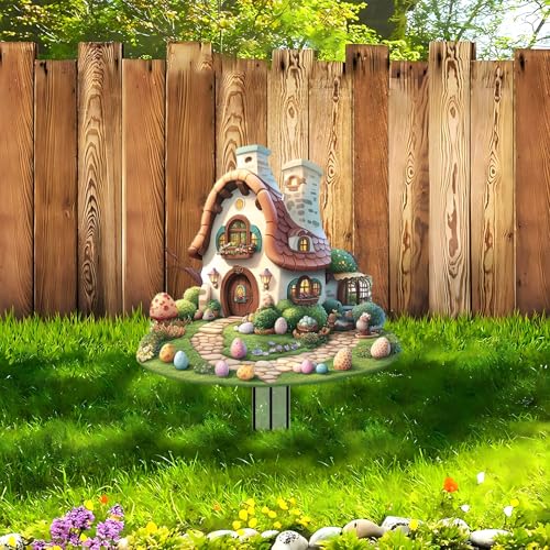 House Garden Stakes Decor Yard Acrylic - 2D Spring Garden Acrylic Sign Decoration, Yard Art, Gift for Nature Lovers, for Indoor & Outdoor Flower Pots, Yard, Mini Gardens & Lawn (5.9”x5.9”) Y24