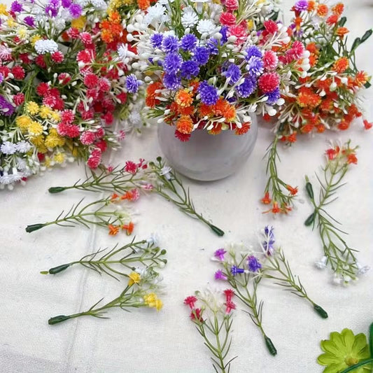 25Pcs Mini Artificial Flowers, Faux Floral Arrangements for DIY Crafts, Weddings, Home, Dollhouse Decor