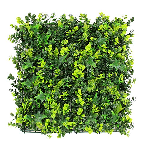ULAND 12pcs 20"x20" Artificial Grass Wall Panels, Greenery Backdrop Décor | 3sqms Faux Plant Hedges Mat, Ivy Leaves Decor for Privacy Screen Fence Covering, lightweight but density, stability - color: A009