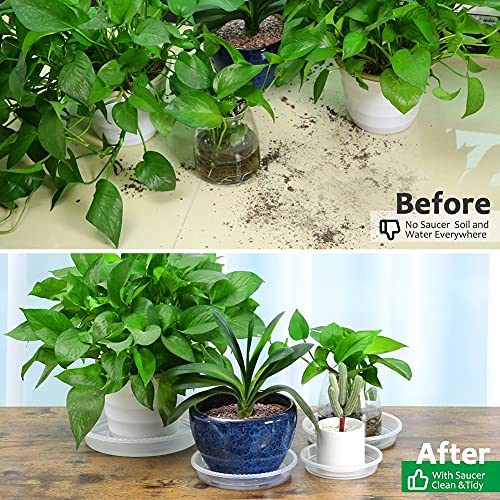 9 Pack of 5''& 7''& 9'' Clear Plant Saucer Drip Trays, Plant Tray for Pots & Plastic Plant Saucer,Made of Thicker & Stronger Plastic with Large Capacity Design （5 Inch x3+7 Inch x 3+9 Inch x 3） - color: Clear, size: 5" 7" 9" Mix