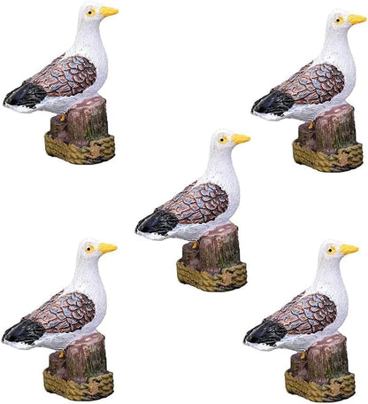 5Pcs Sea Bird Seagull Stand Stump Miniature Fairy Garden Home Houses Decoration Craft Micro Landscaping Decor DIY Accessories, Outdoor Statues, Garden Sculptures and Statues, Decorations