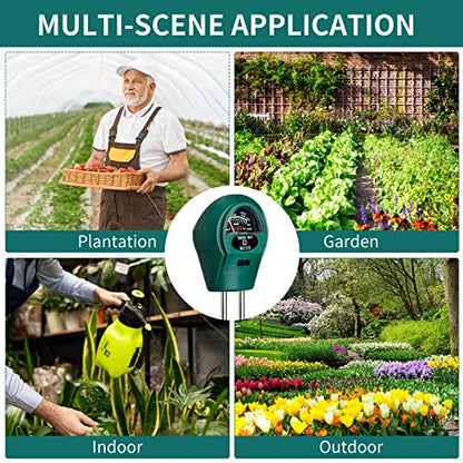 Sherr 4 Pieces Plant Moisture Meter 3 in 1 Soil Moisture Meter for House Plants pH Tester Moisture Monitor for Gardening Indoor Outdoor Lawn Patio Farm Plants, No Battery Required