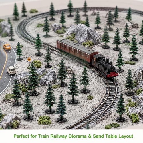 30 Pack Miniature Pine Model Trees, Mini Christmas Trees with Stable Base, Model Evergreen Trees for Diorama, Sand Table Layout, Train Scenery, DIY Crafts, Mini Landscape & Holiday Tabletop Decor