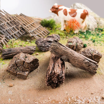 7PCS Miniature Tree Stumps Fake Tree Stump Decor Mini Stone Rock Statue Mini Garden Figurines for DIY Fairy Garden Miniature Moss Landscape