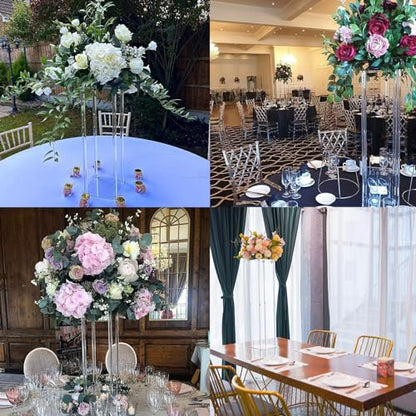 6 Pieces Tall Acrylic Vase Wedding Centerpieces Clear Flower Stand Column Geometric Floral Vase Elegant Display Holder for Birthday Party Wedding Table Decorations (6, 31.5 Inch) - size: 31.5 Inch