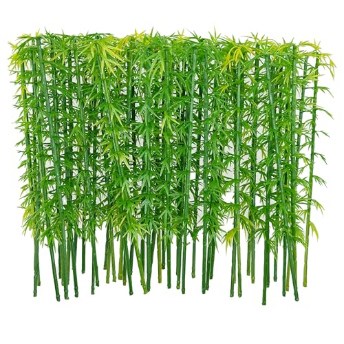 Woohome Model Miniature Bamboo Trees, Green Plastic Bamboo Trees for Building Model, Home Miniature Landscape Landform Diorama Project, 50 PCS, 5.9’’ - color: 50pcs 15cm