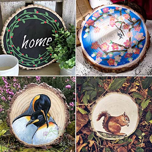 ZYNERY 3 Pcs Wood Slices for Centerpieces 13-15 Inches, Unfinished Wood Rounds Rustic Decor, Natural Large Wooden Circles Centerpieces for Tables, DIY Wedding Decoration Wood Pieces for Painting