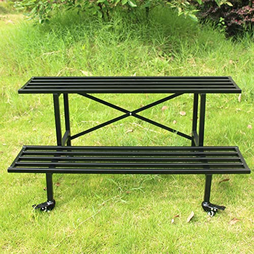 Zhongma 2 Tier Heavy Duty Metal Plant Stand with wheels easy assembly - size: 2-Tier: L45.67 x W17.5 x H16.14 w Wheels