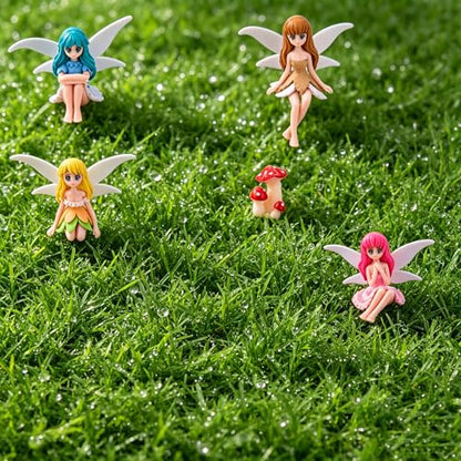 Miniature Fairy Garden Kit 27Pcs Cute Mushroom Figurines & Plants Set Fairy Garden Accessories Tiny Furniture Decor for Terrarium Potted Plant Ornament for Home Desk