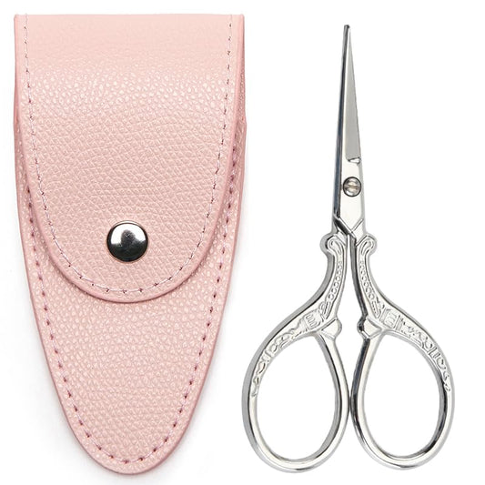 3.6 inch Small precision scissors sharp Stainless steel Tip classic scissors with sheath cover DIY tool for Needlework Beard Mustache Office Craft Household Everyday Use color silver - color: X-silver, size: 3.6-INCH