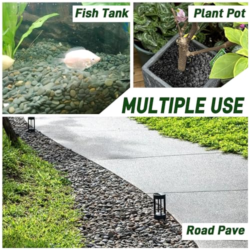 Quibbay 45 LB Natural River Rocks Mexican Beach Pebbles, 0.3-0.6 Inch Natural Unpolished Bulk Rocks, Pebbles for Landscaping Garden Paving Plant, Rocks for Walkways Outdoor Decorative Stone, Grey - size: 45 Pounds, 0.3-0.6 Inch