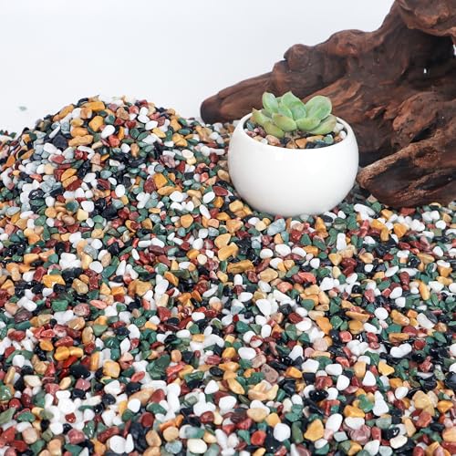CJGQ 7lb Aquarium Gravel for Plants, 1/4Inch Fish Tank Gravel for Succulent Cactus and Bonsai, Decorative River Rocks Pebbles for Gardening, Flower Pots, Landscaping,Terrarium - color: Mixed Pebble, size: 7 lb (1/4 in)