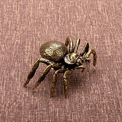 Brass Spider Figurine, Japanese Style Fengshui Wealth Sculpture Lucky Statue Tea Pet Miniature Artware Collectible Figure for Home Office - color: 1 Spider Statue