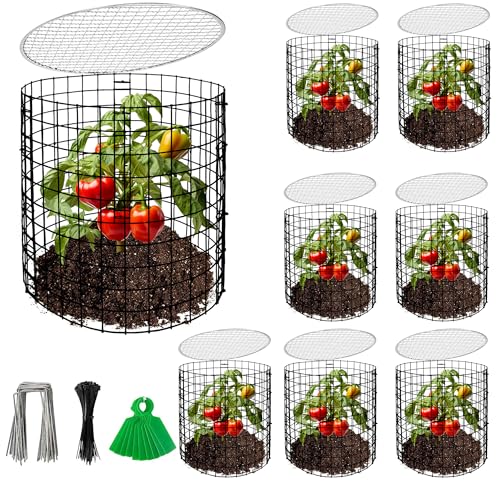 Adnee 8 Pack Wire Plant Protector with Cover-12" x 11" Detachable Plant Protector Metal Plant Cages-Garden Plant Cages for Flower Vegetable to Keep Animals Out - color: 8 Pack 12x11 Inch