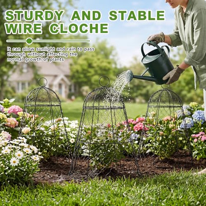 Sadnyy 12 Pack Garden Chicken Wire Cloche, 13" W X 15.7" H Plant Protectors and Covers, Wire Garden Cloches from Animals Metal Cage Plant Protection Strong and Not Easy to Deform - size: 13" D X 15.7" H, style: Detachable Style