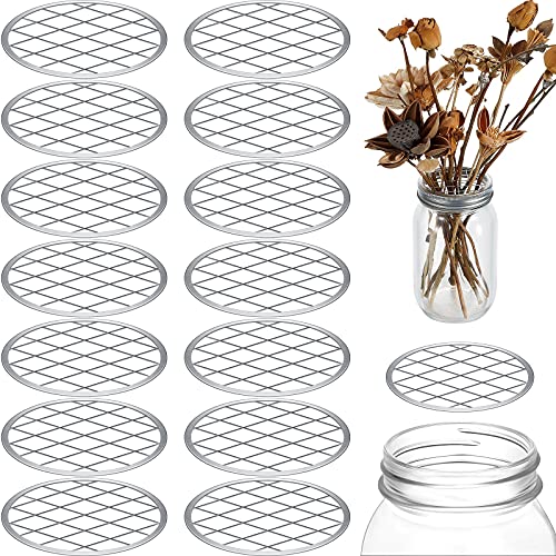 Mason Flower Jar Insert Lid for Wide Mouth Mason Canning Jars, 15 Pieces