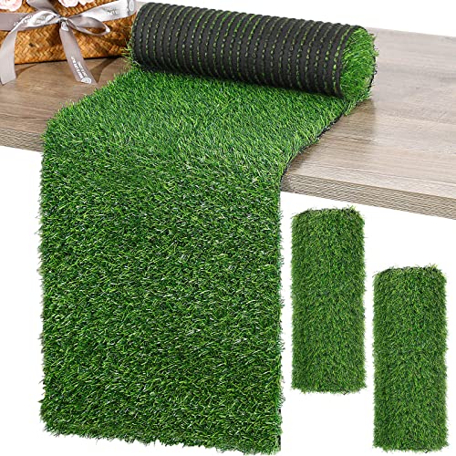 2 Pcs 12 x 108 Inch Grass Table Runner Artificial Turf Table Runner Synthetic Grass Tabletop Decor Green Rug Placemats Liner for Parties Wedding Banquet Faux Moss Decor - size: 12 x 108 Inch