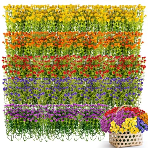 RAINFLOW Baby Breath Flowers Artificial - 100pcs Tiny Artificial Flowers - color: Red Orange Yellow Rose Purple, size: 100 PCS