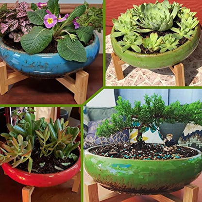 ARTKETTY Succulent Pots with Drainage - Large Succulent Planters with 2.2lb Mix Horticultural Lava Rock Pebbles, Planting Tools Set for Beginner- Shallow Bonsai Pot Ceramic Cactus Flower Plant Pot - color: White With Mix Lava Rock Pebbles