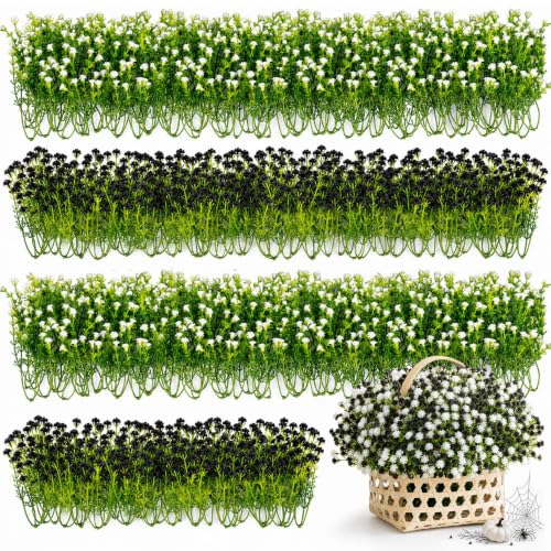 RAINFLOW Baby Breath Flowers Artificial - 100pcs Tiny Artificial Flowers - color: Black White, size: 100 PCS