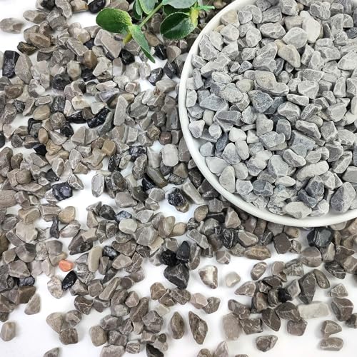 5lbs Grey Pebbles for Landscaping, 3/8inch Small Rocks for Succulent Cactus Plants, Natural Polished Pebbles, River Rocks for Plants, Vases, Garden - color: Grey, size: 5 LB