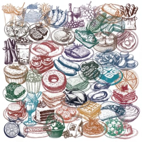 50PCS Food Cartoon PET Transparent Stickers - style: Food