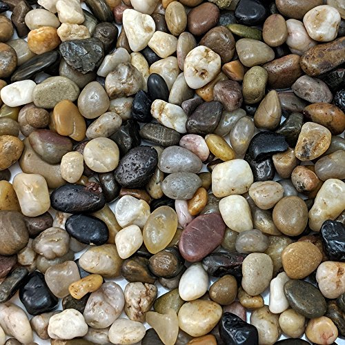Midwest Hearth Decorative Mixed Pebbles for Plants & Terrariums | Polished Natural Stones | 3/8" Size (2-lb Bag) - size: 2-lb Bag