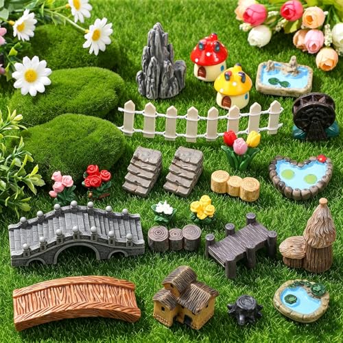 21Pcs Mini Fairy Garden Accessories Fairy Garden Kit