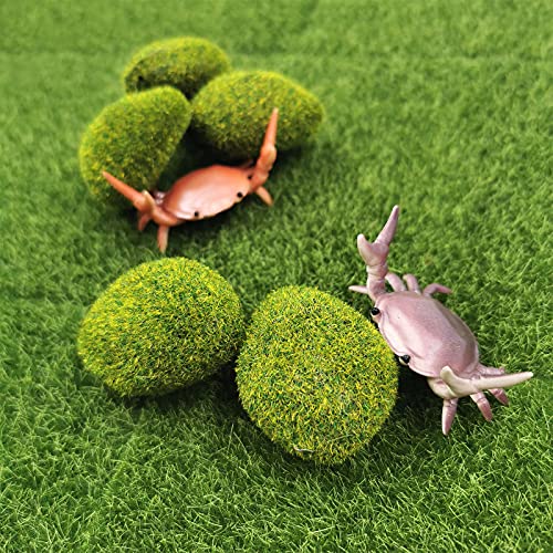SNAIL GARDEN 13PCS Fairy Artificial Grass, 8Pack Life-Like Garden Lawn with 5Pcs Artificial Moss Rocks-Miniature Ornament Garden Fairy Accessories for DIY Decoration(6 x 6 Inch)