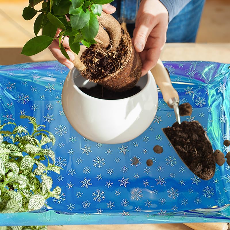 Kasepie Plant Repotting Mat, PVC, Foldable and Waterproof, Holographic Blue with Snowflake Design, 19 x 27 Inch (Blue+Snake Pattern) - color: Blue+snake Pattern