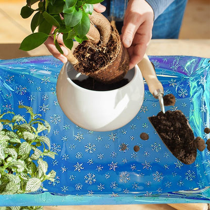 Kasepie Plant Repotting Mat, PVC, Foldable and Waterproof, Holographic Blue with Snowflake Design, 19 x 27 Inch (Blue+Snake Pattern) - color: Blue+snake Pattern